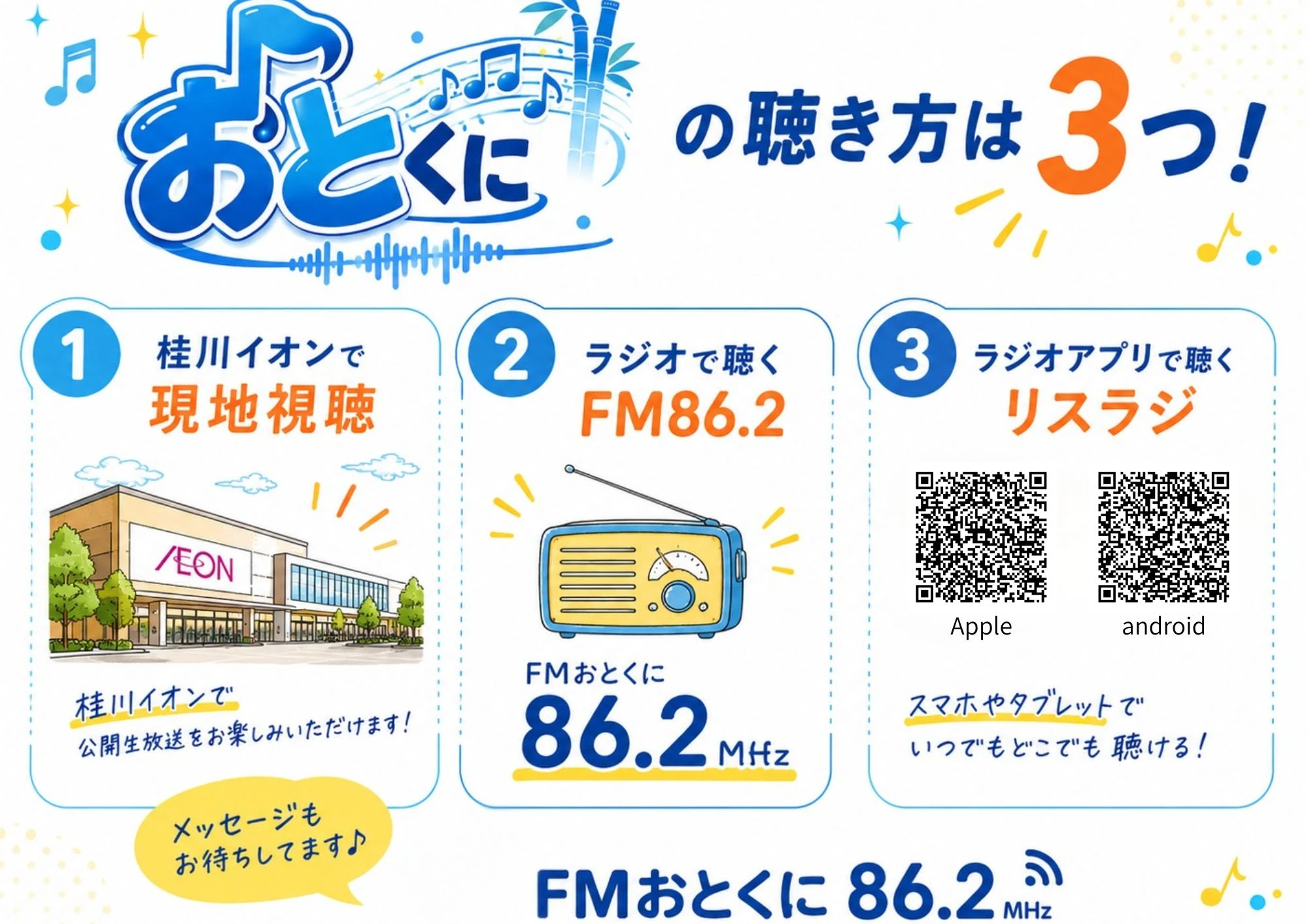 現地観覧・FM86.2MHz・リスラジで聴く